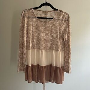 Oh Gussie Knitted Tiered Neutral Sweater